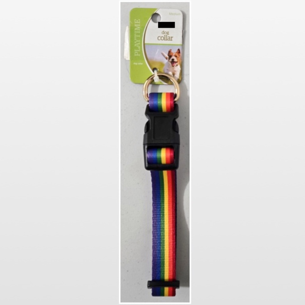 New Pet Dog Collar Adjustable Pet Animal Rainbow Pride NWT